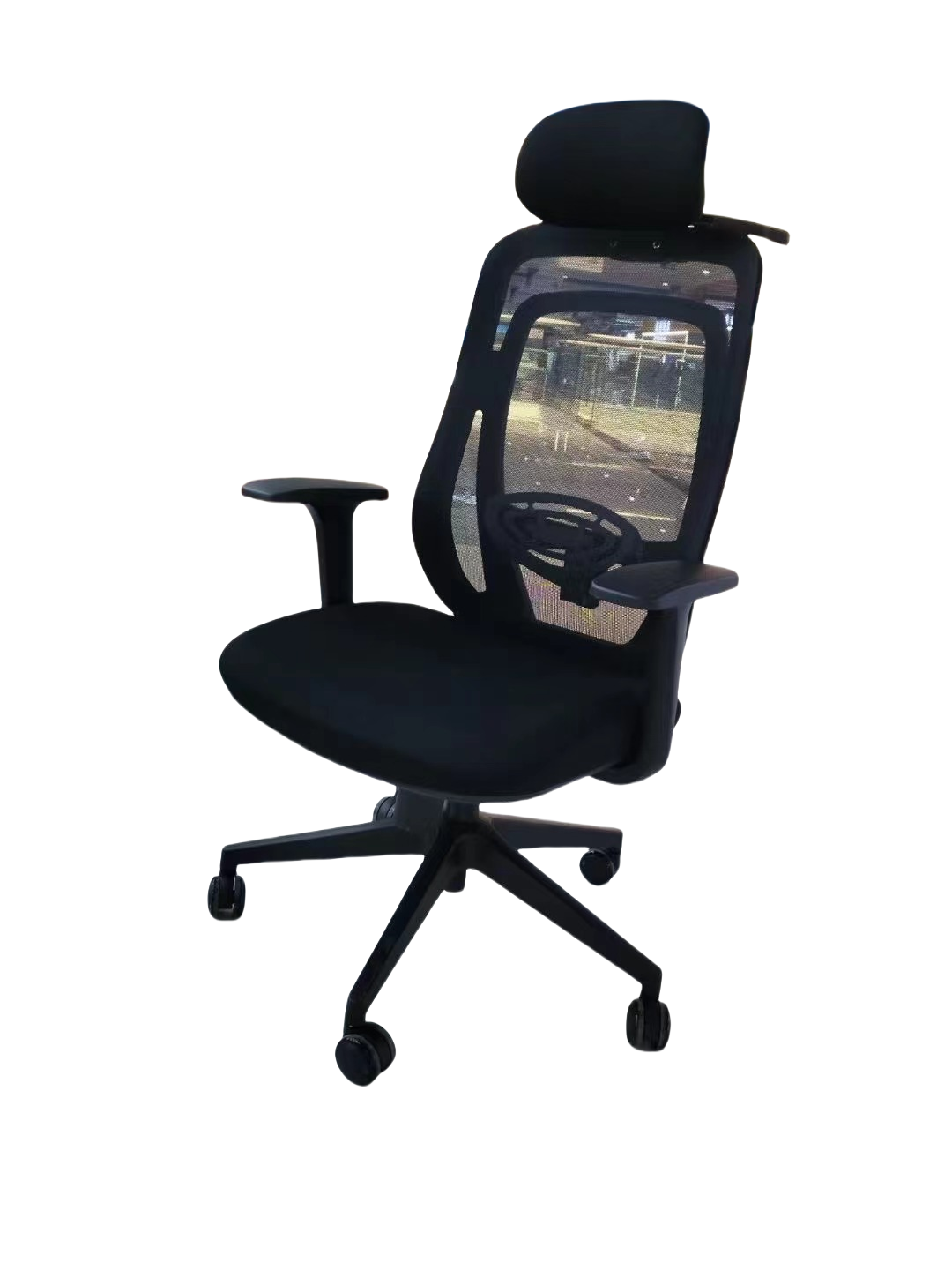 Ergonomic mesh office chair with high back, adjustable headrest, and lumbar support, ideal for home offices and corporate workspaces, available for direct wholesale from China.