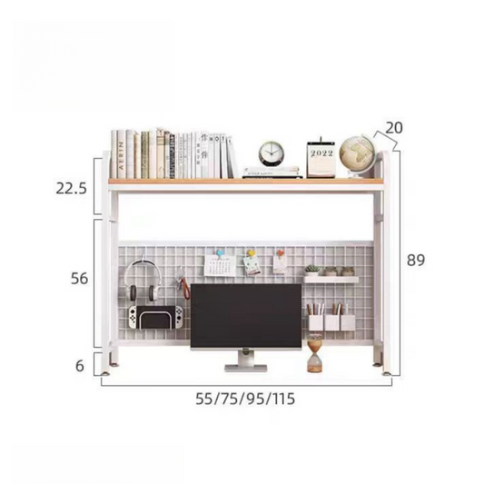 Study desk organizer with multi-tier shelves and a grid board, ideal for home offices, corporate workspaces, and creative studio organization. Provides efficient use of space, perfect for businesses sourcing directly from China.