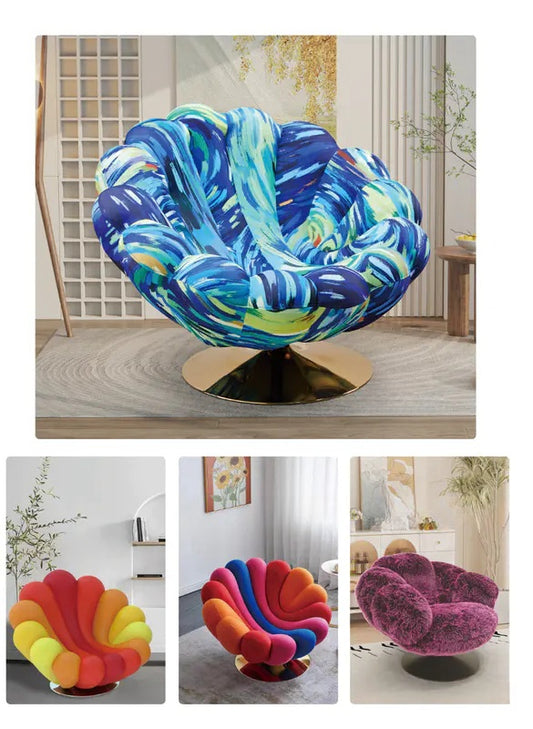 Flower or sea anemone-inspired lounge chairs with playful designs, perfect for living rooms, offices, or creative projects. Available for wholesale direct from China manufacturers.