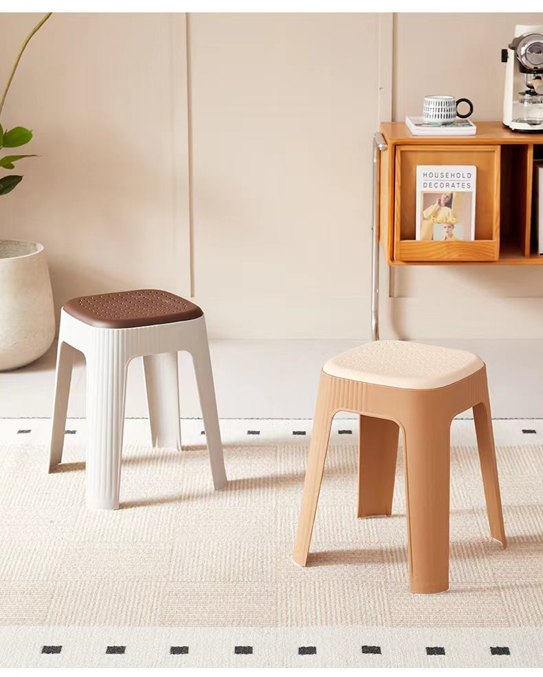 Stackable Nordic stools for home or office, featuring breathable seat surfaces and ideal for space-saving storage. Perfect for importers and wholesalers looking for bulk orders from China. Suitable for living rooms, dining areas, and cafes.