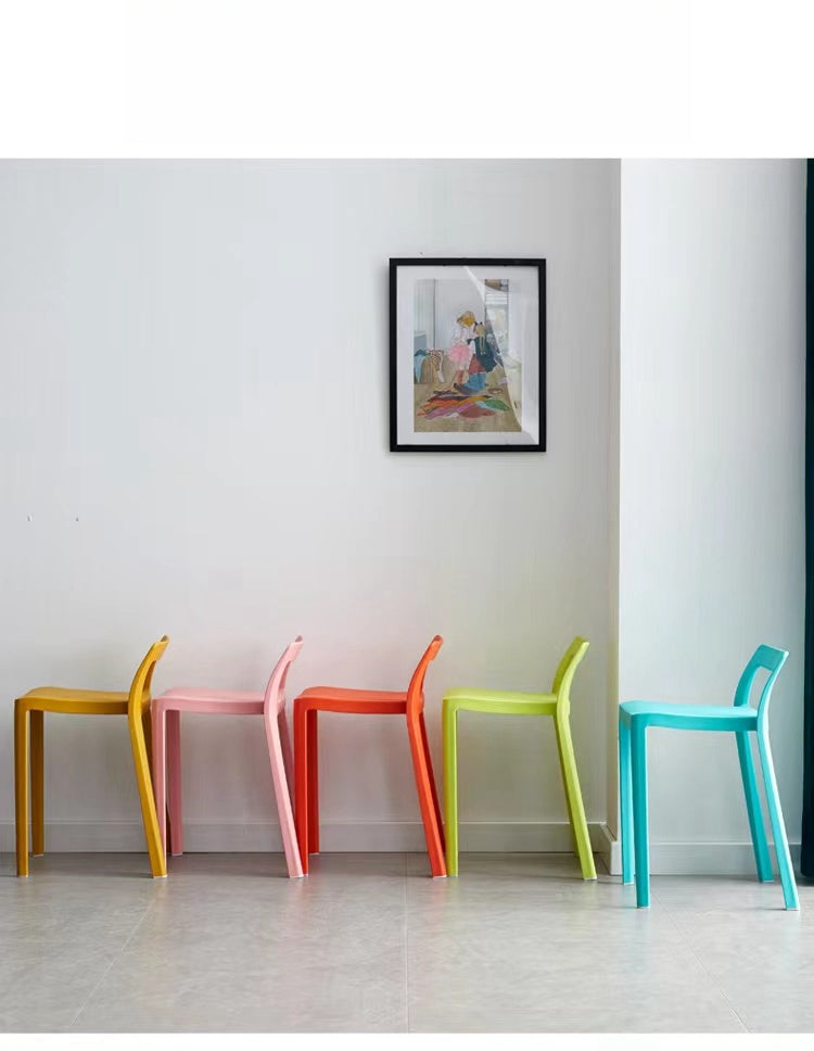 Modern minimalist dining and office chairs in various colors, ideal for cafes, restaurants, and creative spaces. Perfect for wholesale buyers from China seeking stylish, versatile seating options for commercial or residential use.