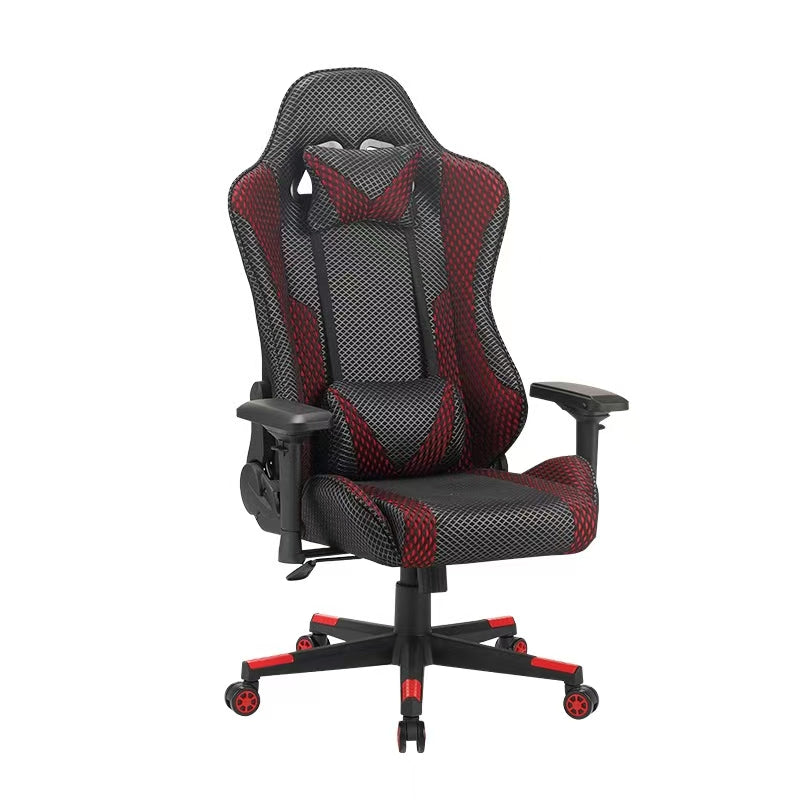 Ergonomic gaming and office chair with mesh fabric, high backrest, headrest, lumbar support, and adjustable swivel features. Ideal for home office or gaming room. Suitable for bulk purchasing directly from a Chinese manufacturer.