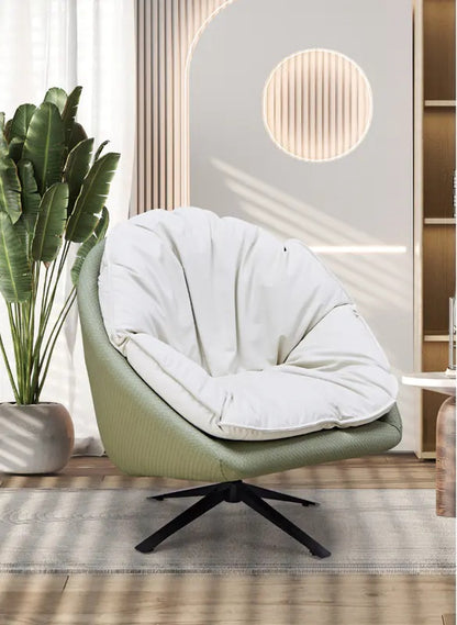 Modern swivel lounge chair in a stylish living room setting, ideal for international wholesalers seeking high-quality furniture directly from China for residential or commercial projects. Perfect for cozy, contemporary spaces like reading nooks or office lounges.