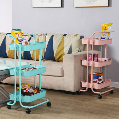 Rolling multi-tier storage carts for household organization in living room setting, ideal for wholesale buyers and direct factory shipping from China.