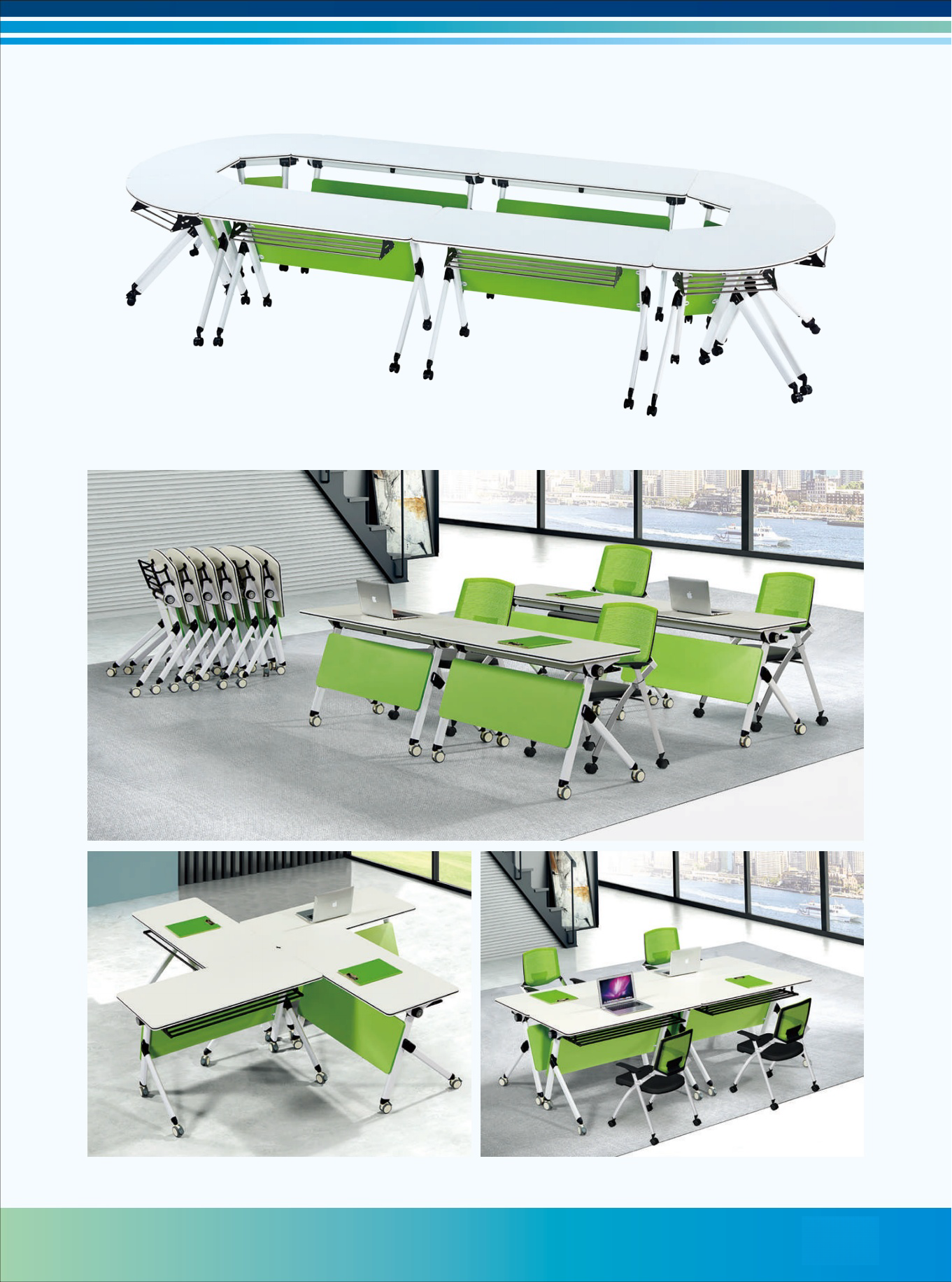 Modular Flip-Top Folding Conference Table on Wheels for Office and Training Rooms - Wholesale Furniture from China - Model YB-029