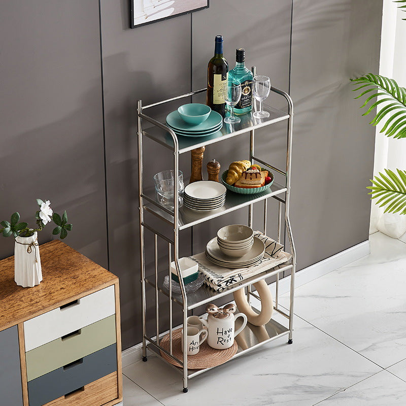 Multi-purpose shelving rack used for kitchen and dining room storage, displaying plates, utensils, and decor. Ideal for wholesale orders directly from China suppliers for commercial or personal use. Fits well in modern home or office settings.