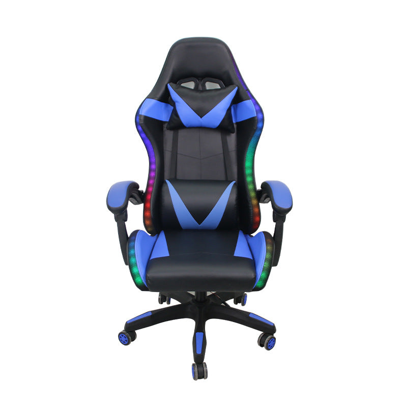 Ergonomic racing-style chair with headrest, lumbar support, adjustable reclining angle, and 360° swivel, ideal for office, gaming, and home use. Perfect for wholesale from Chinese manufacturers.