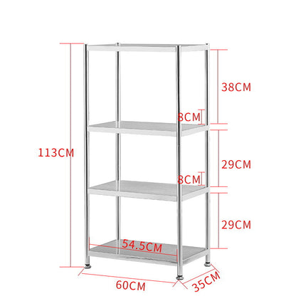 Multi-purpose shelving unit with four adjustable tiers, ideal for kitchen storage, office organization, or retail display. Easy to assemble, customizable, and perfect for bulk purchase from a direct Chinese manufacturer.