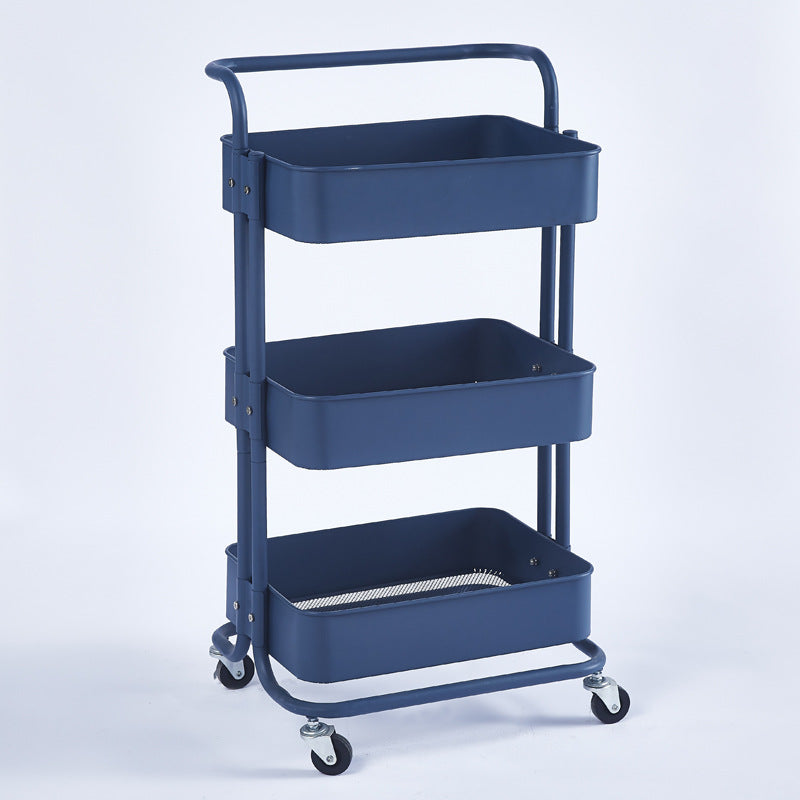 Three-tier rolling storage cart with smooth casters, ideal for organizing household or workspace items. Perfect for bulk wholesale purchase and customizable for various applications, shipped directly from China.