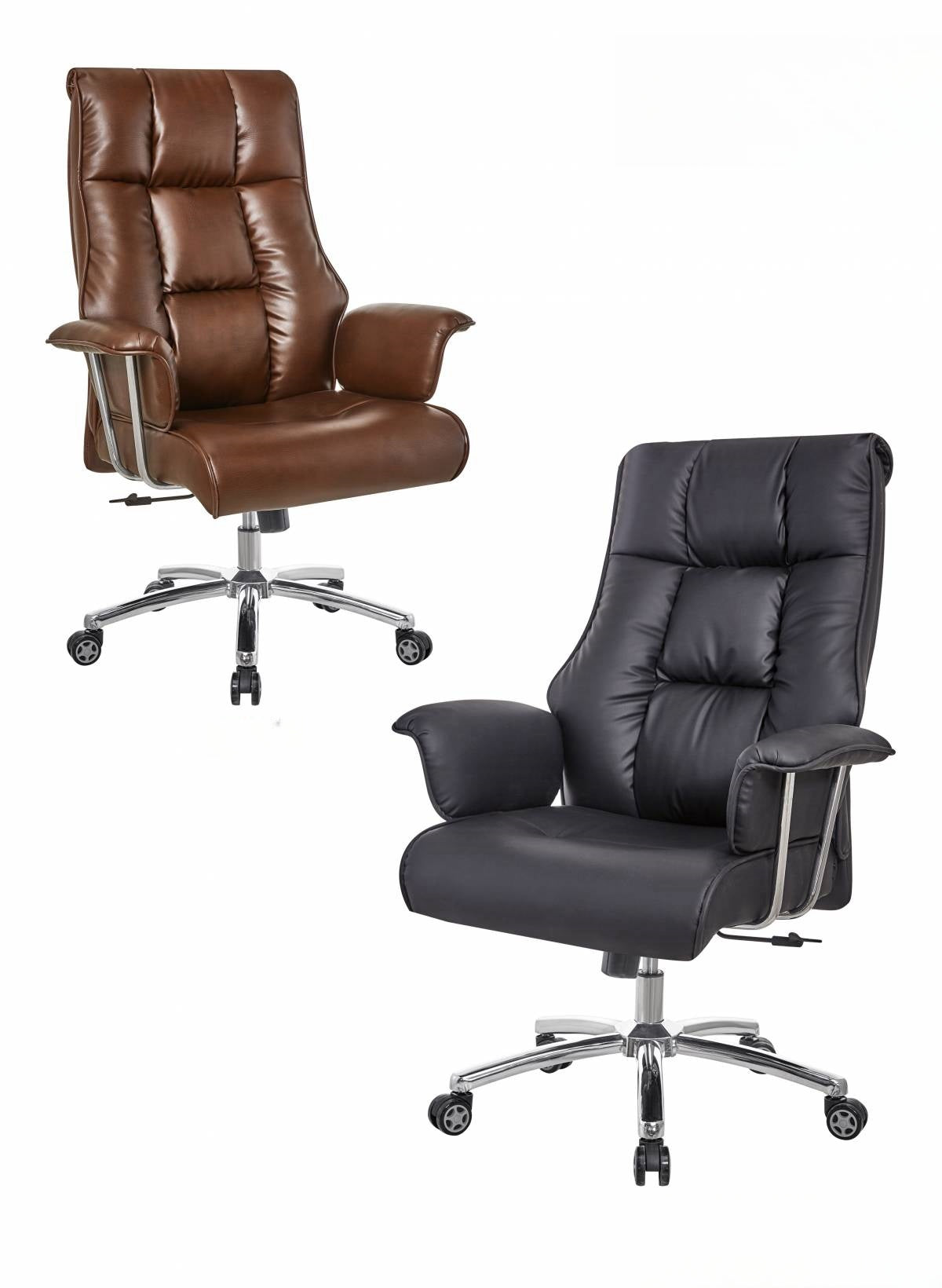 High-back leather office chairs with ergonomic features, ideal for professional use in office and home settings, available for wholesale directly from China.