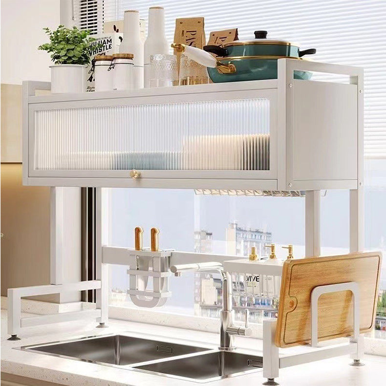 Over-sink dish drying rack with multi-level storage for kitchen organization. Ideal for maximizing space in kitchens or commercial environments like cafes and restaurants. Customizable options available for bulk orders from China at wholesale prices.