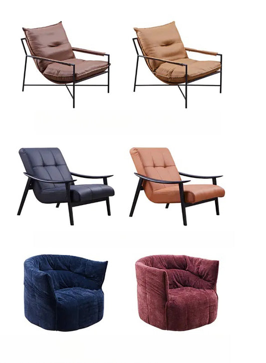 Modern lounge chairs in leather and mesh-back designs, perfect for commercial spaces like offices, lounges, and waiting areas. Ideal for bulk buyers sourcing directly from China.