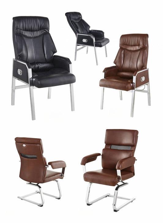 High-back office and conference chairs with ergonomic designs, featuring both leather and mesh back options. Ideal for professional settings like workspaces, conference rooms, and reception areas. Affordable, available for wholesale directly from a Chinese source factory.