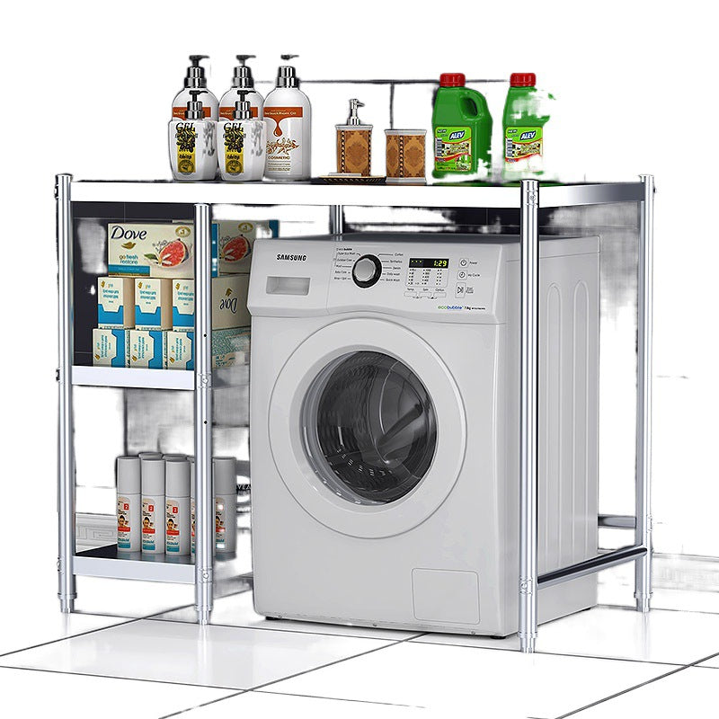 Over-washer storage rack with convenient shelves for organizing laundry and cleaning supplies. Ideal for maximizing space in laundry rooms, bathrooms, or utility areas. Wholesale option from a trusted Chinese supplier for retailers and designers.